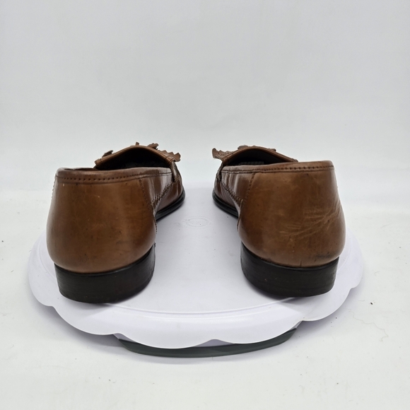 San Remo Shoe Men's 8.5M Brown Leather Moc Toe Tassel Loafers - Picture 5 of 10